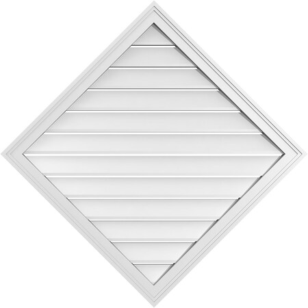 Ekena Millwork Diamond Surface Mount PVC Gable Vent: Non-Functional, w/ 2"W x 1-1/2"P Brickmould Frame, 38"W x 38"H GVPDI38X3802SN